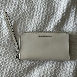 Michael Kors White Clutch with Gold Accents